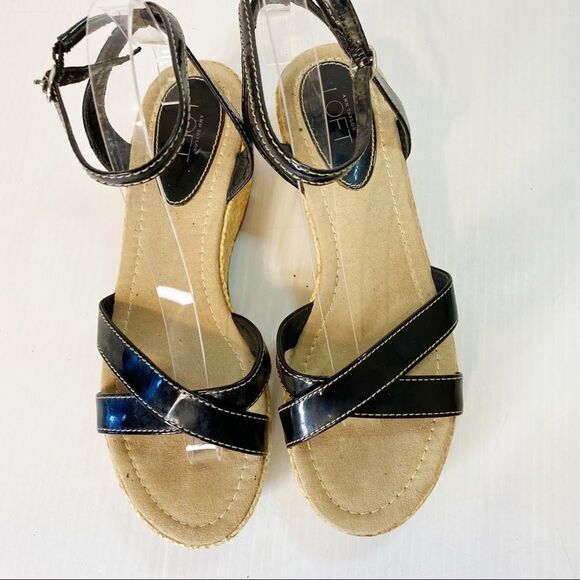 Anne Taylor Loft  Black Patent Leather Espadrille Sandals 8M - Picture 7 of 10